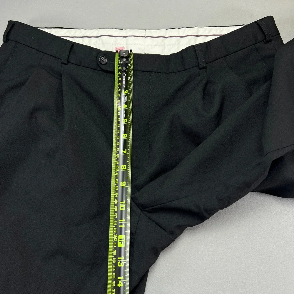 Widax Dress Pants Mens 27 Black Wool Pleated Straight Leg Formal Office Wear